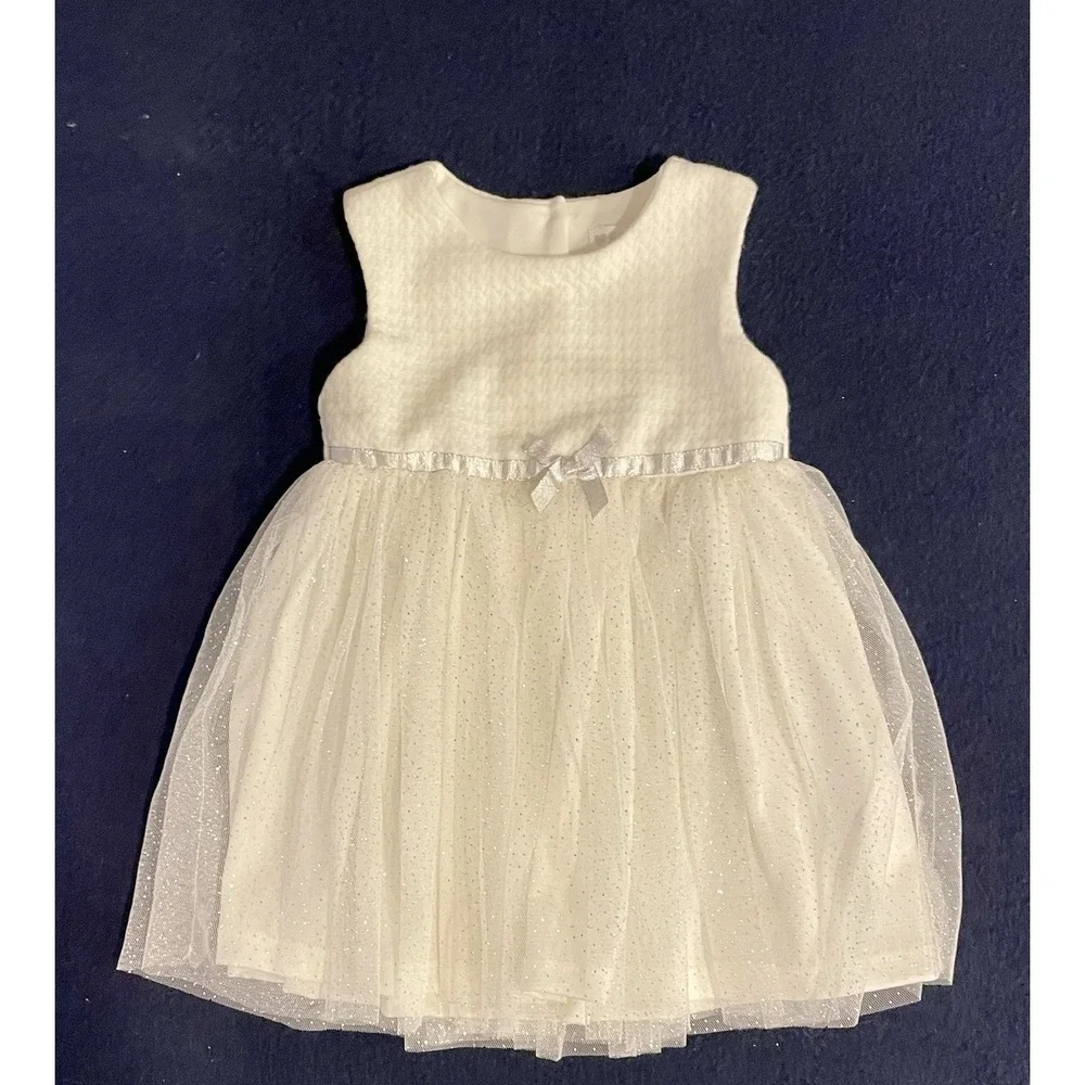 Nanette Baby Silver White Girls Dress Size 18‎ Months 18m Formal Summer Wedding